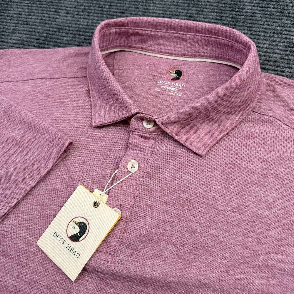 Duck Head Performance Polo Shirt Men's Size XL Heathered Pink Stretch Light NWT